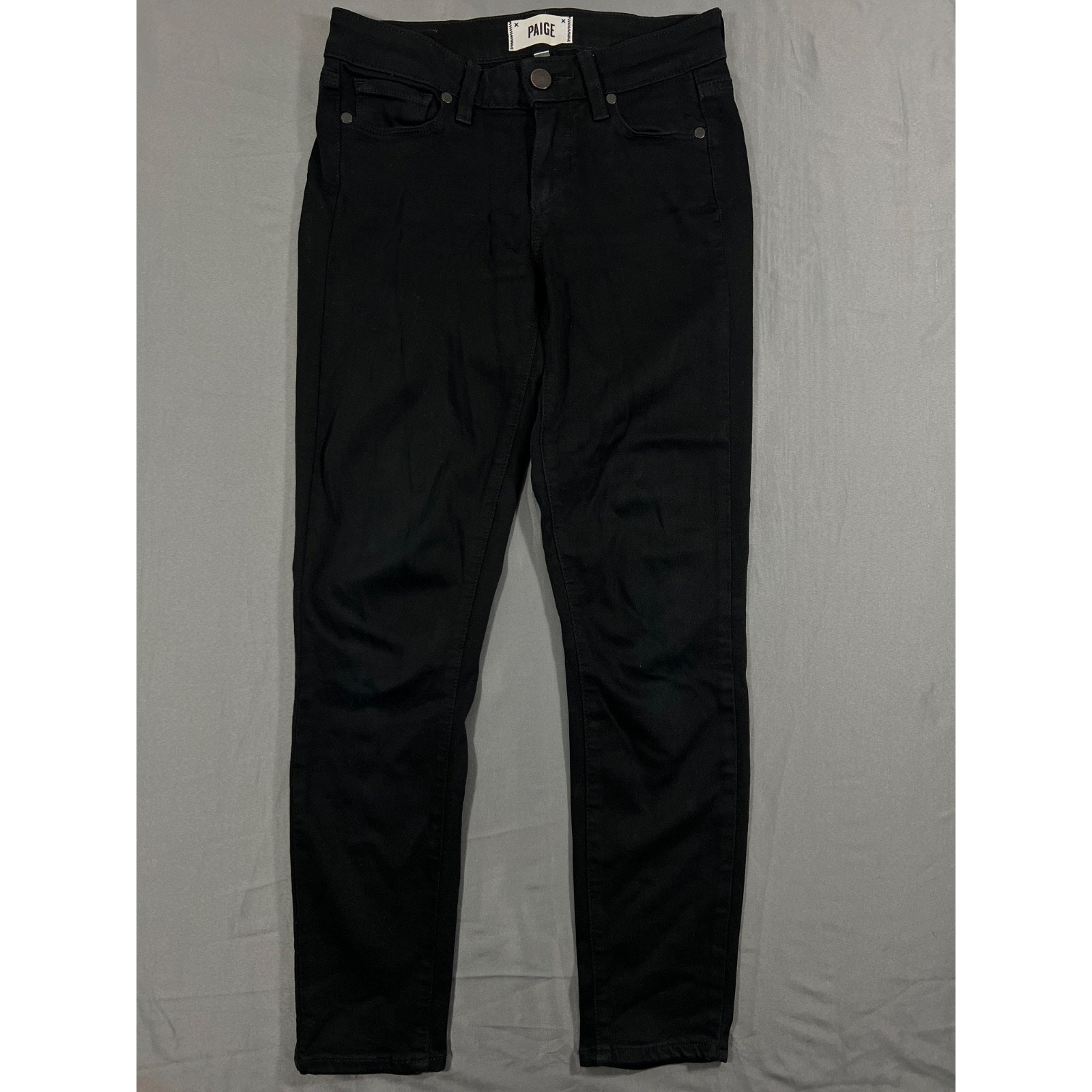 Paige Verdugo Crop Jeans Womens 24 Black Mid Rise Skinny Stretch Usa